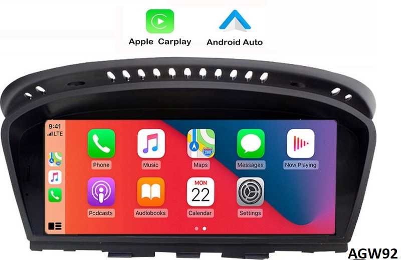 Autoradio AGW92 Bluetooth Car Play Android Auto sans fil Siri USB SD pour BMW srie 5 E60 E61 M5 srie 6 E63 E64 M6 et srie 3 E90 E91 E92 E93 M3 (processeur 2GHZ)