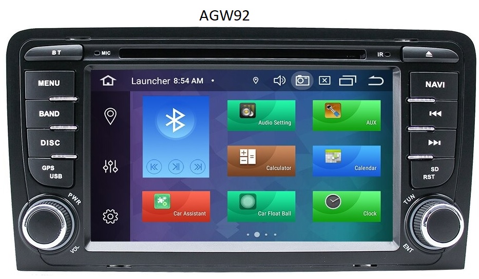 Autoradio AGW92 GPS WIFI DVD CD Bluetooth USB SD pour AUDI A3 S3 RS3 (processeur 2GHZ) avec camra offerte