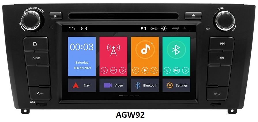 Autoradio AGW92 GPS WIFI DVD CD Bluetooth USB SD pour BMW srie 1 E81 E82 E87 E88 (processeur 2GHZ)