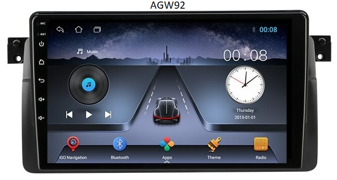 Autoradio AGW92 GPS WIFI Bluetooth USB SD 9 pouces pour BMW E46 srie 3 et M3 (processeur 2GHZ)