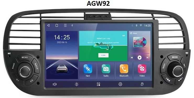 Autoradio AGW92 GPS WIFI Bluetooth USB SD noir pour FIAT 500 et ABARTH (processeur 2GHZ) avec camra offerte