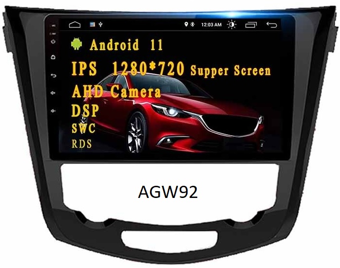 Autoradio AGW92 GPS WIFI Bluetooth USB SD 10 pouces pour NISSAN Qashqai et X-Trail (processeur 2GHZ)