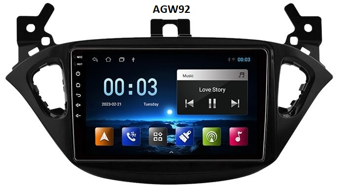 Autoradio AGW92 GPS WIFI Bluetooth USB SD 9 pouces pour OPEL Corsa (processeur 2GHZ)