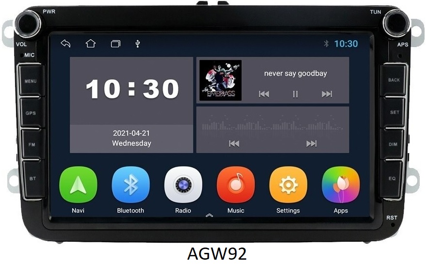 Autoradio AGW92 GPS WIFI Bluetooth USB SD 8 pouces pour SEAT Leon Cupra Toledo Alhambra Altea Exeo (processeur 2GHZ)