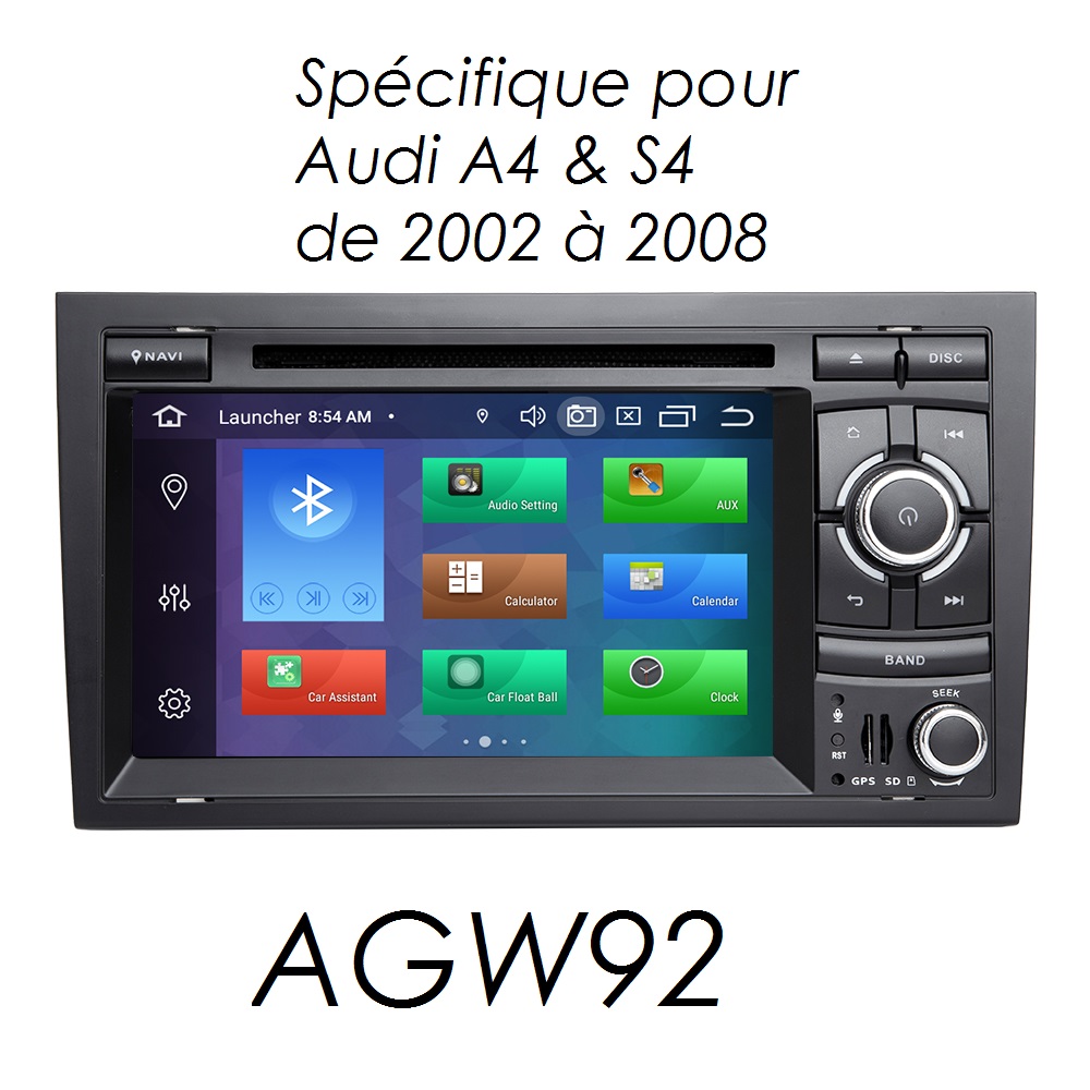 Autoradio AGW92 GPS WIFI DVD CD Bluetooth USB SD pour AUDI A4 S4 RS4 (processeur 2GHZ)