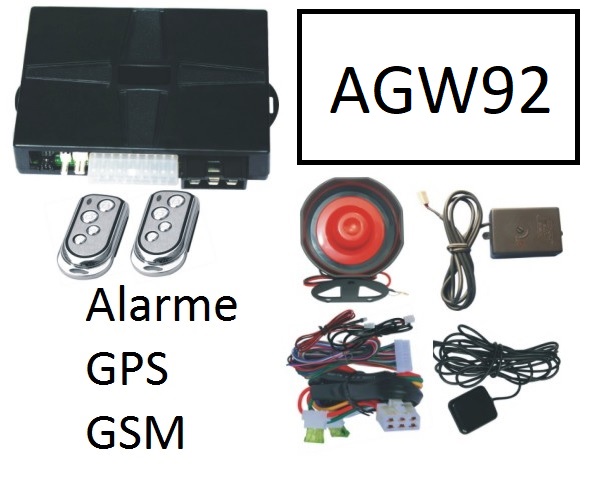 Alarme AGW92 auto complte traceur GPS avec coupure & dmarrage par portable GSM