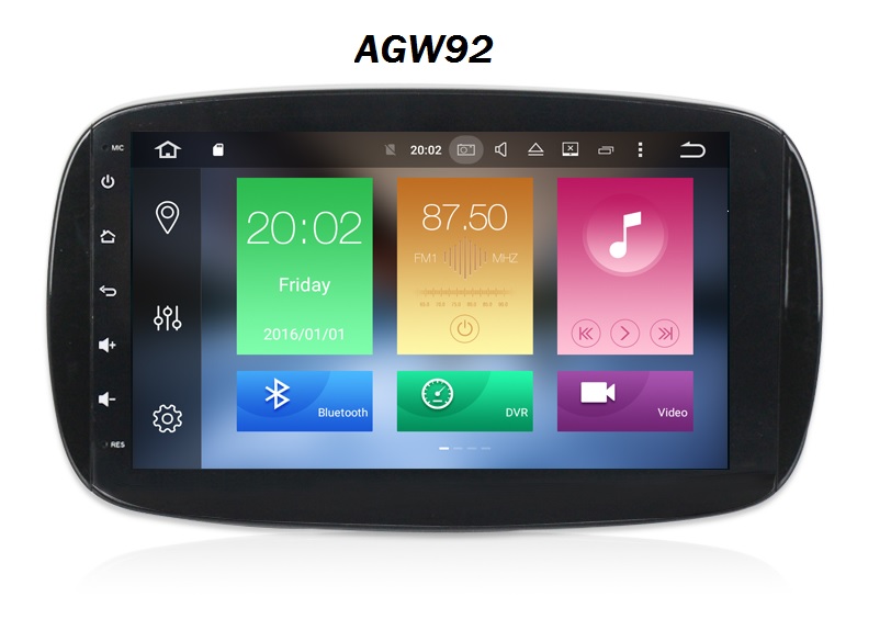 Autoradio AGW92 GPS WIFI DVD CD Bluetooth USB SD pour SMART Fortwo (processeur 2GHZ)