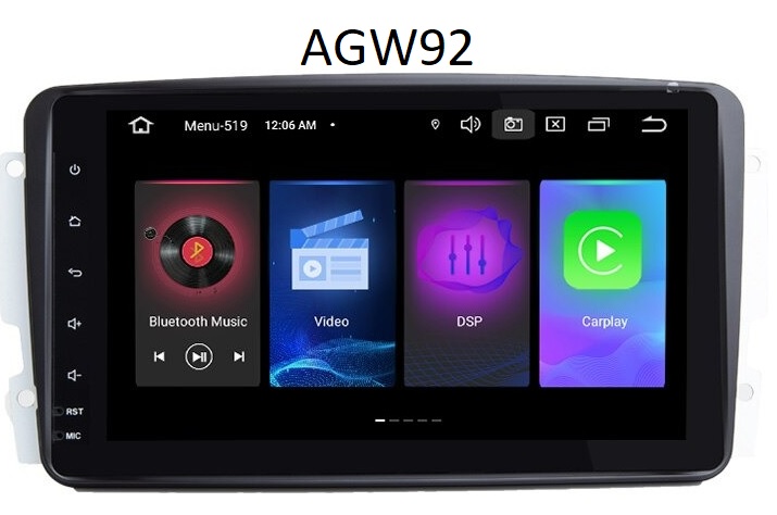 Autoradio AGW92 GPS WIFI Bluetooth USB SD 8 pouces pour MERCEDES Vaneo Viano Vito Classe E C A G SLK CLK M ML (processeur 2GHZ)