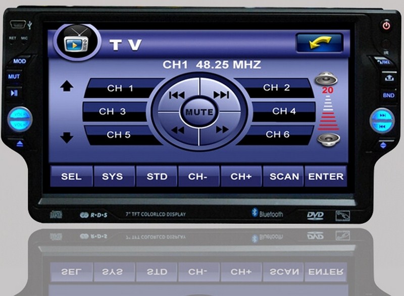 Autoradio DIVX DVD MP3 USB SD TV RDS Bluetooth IPOD cran 7 pouces