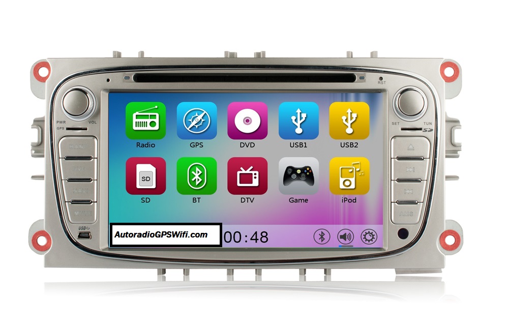 Autoradio AGW92 GPS DVD CD Bluetooth USB SD pour FORD Mondeo S-Max Focus C-Max Galaxy (processeur 1GHZ)