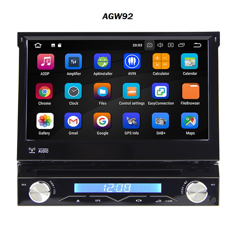 Autoradio AGW92 GPS WIFI DVD CD Bluetooth USB SD 1DIN simple emplacement universel (processeur 2GHZ)