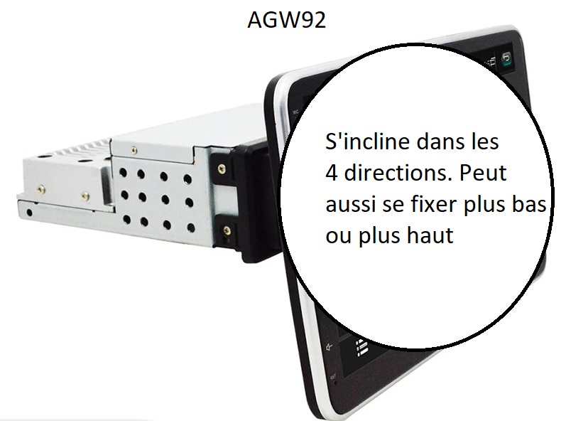 Autoradio AGW92 GPS WIFI Bluetooth USB SD 9 pouces 1DIN simple emplacement universel (processeur 2GHZ)