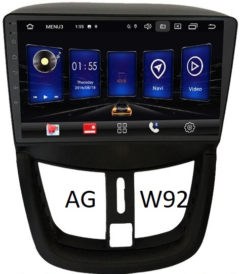 Autoradio AGW92 GPS WIFI Bluetooth USB SD 9 pouces pour PEUGEOT 207 (processeur 2GHZ)
