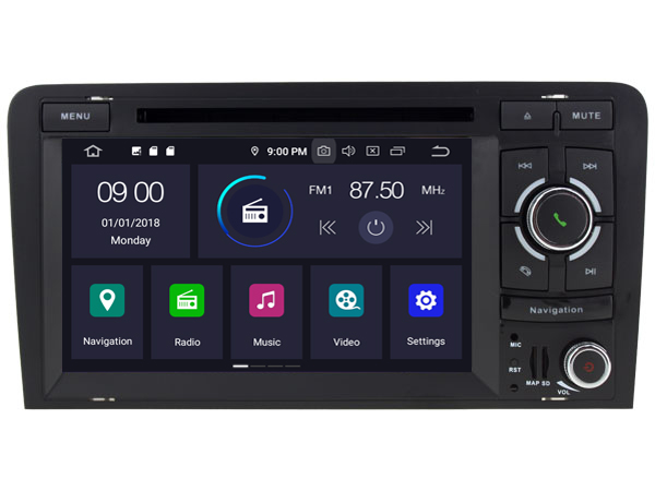 Auto radio GPS Bluetooth AGW92 Android 11 pour Audi A3 S3 et Audi RS3 8P  2003-2012 avec caméra