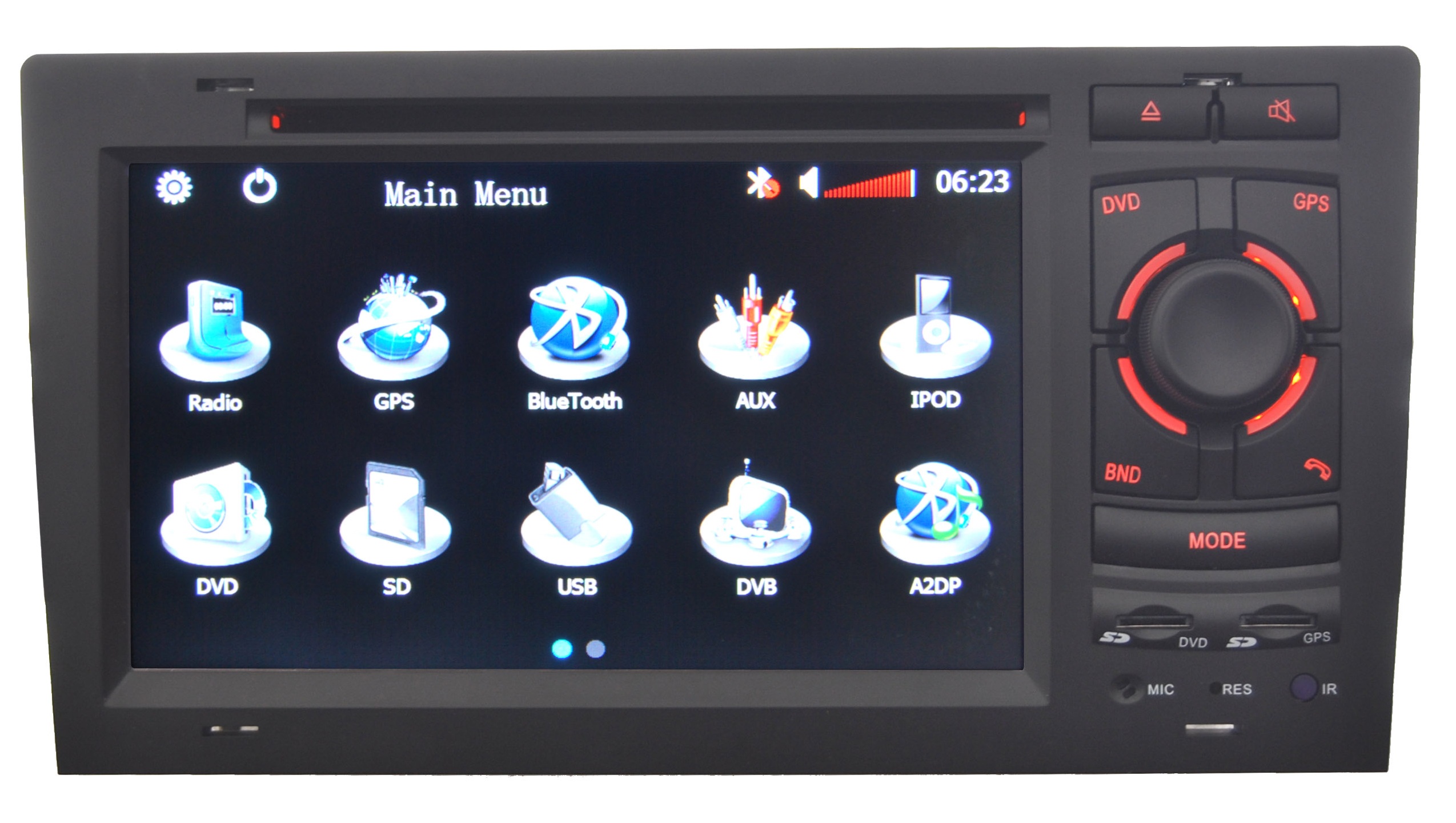 Autoradio AGW92 GPS DVD CD Bluetooth USB SD pour AUDI A8 & S8 (processeur 1GHZ)