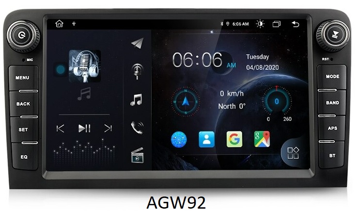 Auto radio GPS Bluetooth AGW92 8 pouces 21 cm Android 11 pour Audi A3 S3 et  Audi RS3 2003-2012
