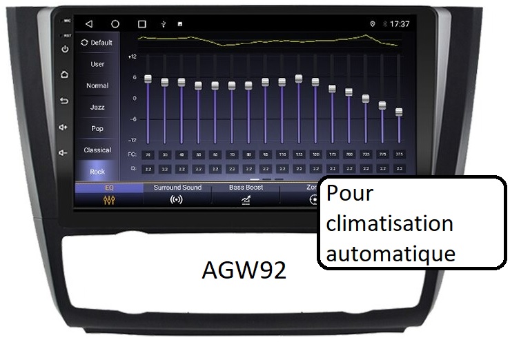 Autoradio AGW92 GPS WIFI Bluetooth USB SD 9 pouces pour BMW srie 1 E81 E82 E87 E88 (processeur 2GHZ)