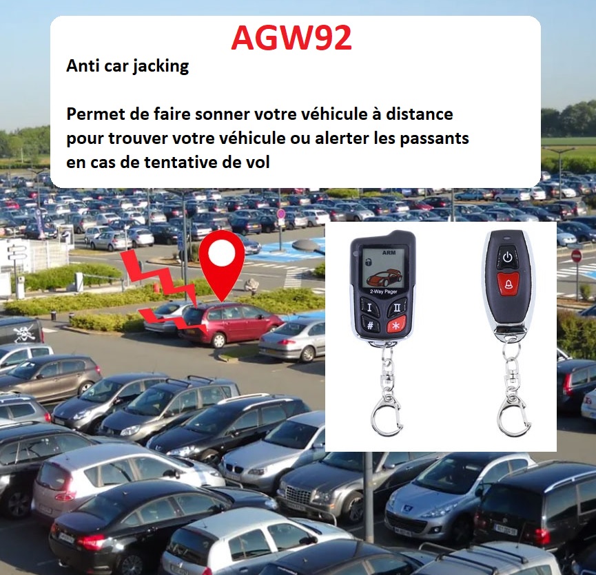 Alarme auto universelle AGW92 beeper 1 km de porte SANS FIL DIY avec sirne