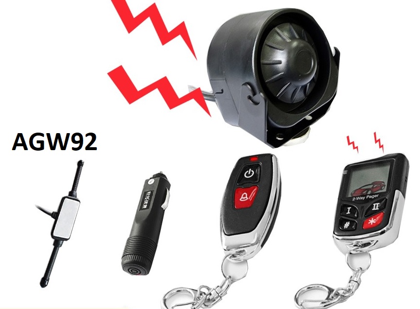Alarme auto AGW92 universelle biper 1km SANS-FIL DIY avec sirène et  détecteur de choc AGW92diy275